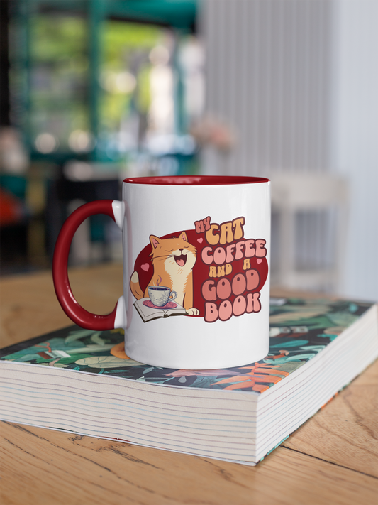 My Cat, Coffee, and a Good Book 11 oz Mug